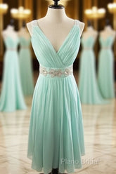 Short Seafoam Blue Formal Prom Dresses/Homecoming Dresses/Bridesmaid Dresses/Wedding Party Dresses/Mini Dresses